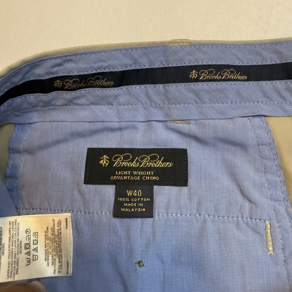 Brooks Brothers Mens Big/Tall Sz 40 Flat Front Chino Khaki Short 9" Inseam - Picture 6 of 8